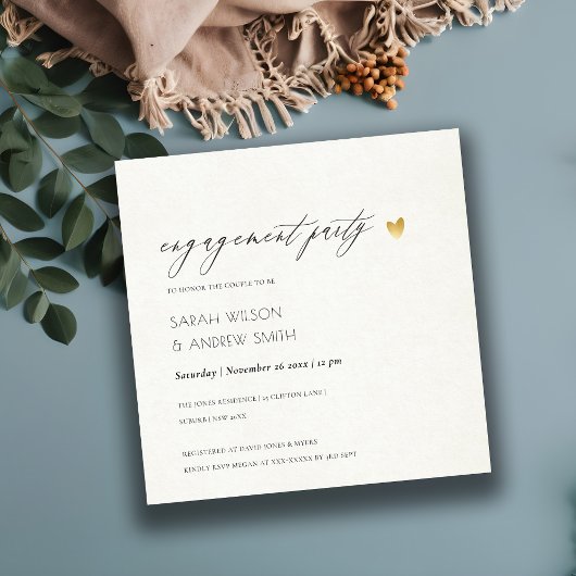 EINFACHE ELEGANTE GOLD GRAY TYPOGRAPHIE-Verlobung Einladung
