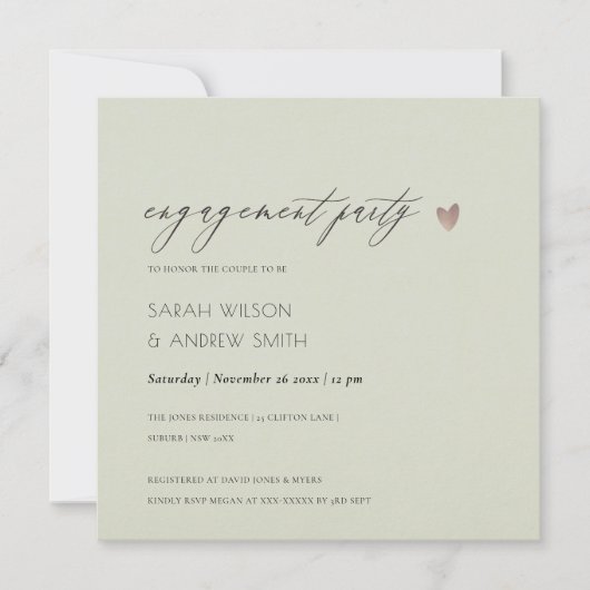 EINFACHE ELEGANTE GOLD GRAY TYPOGRAPHIE-VERLOBUNG EINLADUNG (Vorderseite)