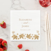 Einfache, elegante Gold Herbstlaube Custom Wedding Serviette (Beispiel)