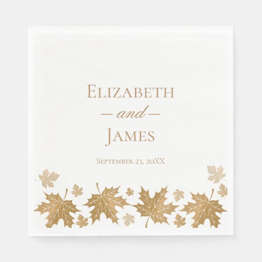 Einfache, elegante Gold Herbstlaube Custom Wedding Serviette (Vorderseite)