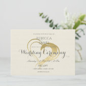 EINFACHE ELEGANTE GOLD HERZTYPOGRAPHIE WEDD EINLADUNG (Stehend Vorderseite)