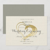 EINFACHE ELEGANTE GOLD HERZTYPOGRAPHIE WEDD EINLADUNG (Vorne/Hinten)