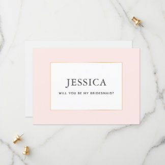 Einfache elegante Gold Hübsch Blush Bridesmaid Car Save The Date