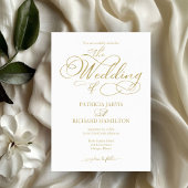 Einfache elegante Gold Imitats Foil Script Wedding Einladung