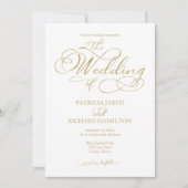 Einfache elegante Gold Imitats Foil Script Wedding Einladung (Vorderseite)