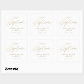 Einfache elegante Gold-Kalligrafie-Script-Taufe Quadratischer Aufkleber (Blatt)