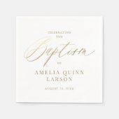 Einfache elegante Gold-Kalligrafie-Script-Taufe Serviette (Vorderseite)