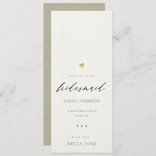 EINFACHE ELEGANTE GOLD KRAFT TYPOGRAPHIE Bridesmai Einladung (Vorne/Hinten)
