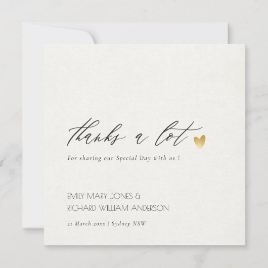 EINFACHE ELEGANTE GOLD KRAFT TYPOGRAPHIE DANKEN DANKESKARTE (Vorderseite)