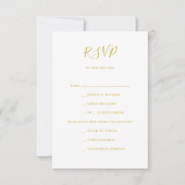 Einfache Elegante Gold Menü Auswahl RSVP Karte