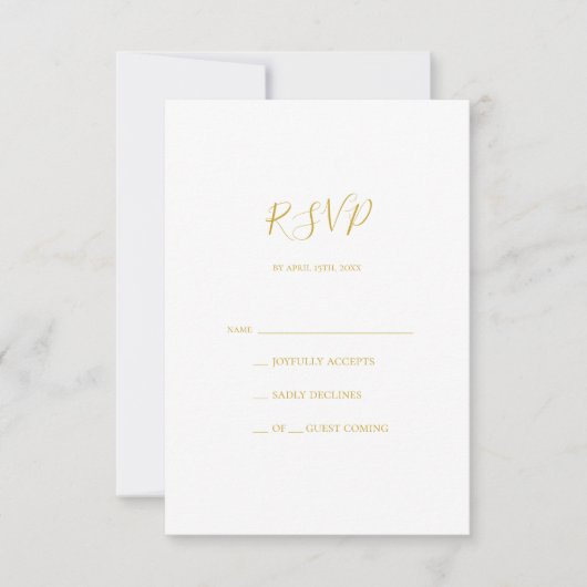 Einfache elegante Gold RSVP-Karte RSVP Karte (Vorderseite)