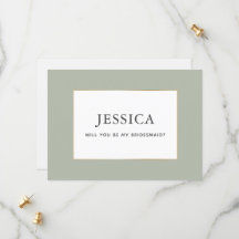 Einfache elegante Gold Sage Green Bridesmaid Card
