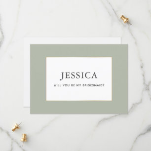Einfache elegante Gold Sage Green Bridesmaid Card Save The Date