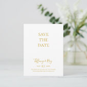 Einfache Elegante Gold Save the Date Postkarte (Stehend Vorderseite)