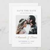 Einfache elegante Gold Script-Foto-Verlobung Save The Date (Vorne/Hinten)