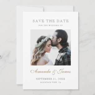 Einfache elegante Gold Script-Foto-Verlobung Save The Date