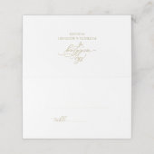 Einfache elegante Gold Script-Hochzeitsskripte-Pla Platzkarte (Außenseite Aufgefaltet)