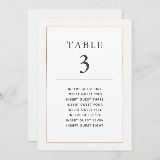 Einfache elegante Gold Table 3 Benutzerdefinierte  Einladung (Vorne/Hinten)