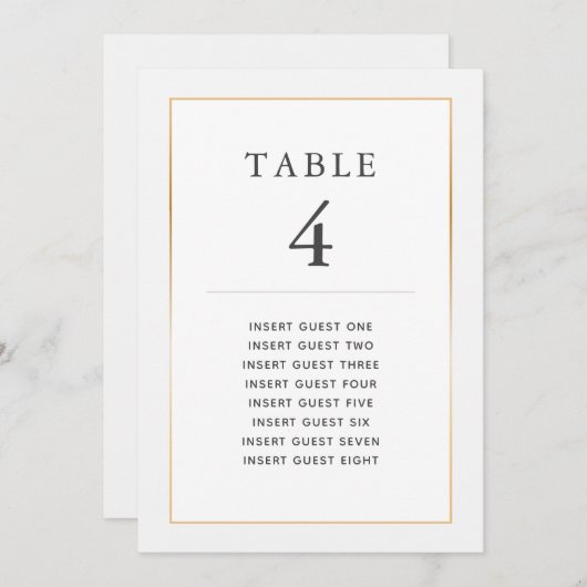 Einfache elegante Gold Table Vier benutzerdefinier Einladung (Vorne/Hinten)