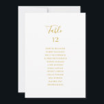 Einfache elegante Gold Tischnummer Seating Chart<br><div class="desc">Dieses schlichte,  elegante Sitzdiagramm aus Gold eignet sich perfekt für Ihre moderne,  minimalistische Tischnummer. Das Design besticht durch minimalen zeitgenössischen Gold-Schriftart,  begleitet von formaler Kalligraphie. Behalt es so,  wie es ist,  oder wählen Sie es mit Ihren eigenen Kunstwerken oder Fotos zu personalisieren!</div>