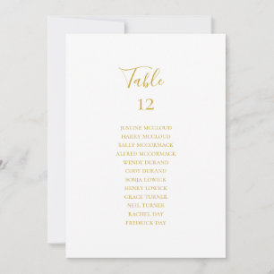 Einfache elegante Gold Tischnummer Seating Chart