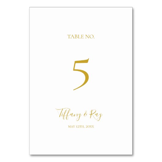 Einfache elegante Gold-Tischnummer Tischnummer (Vorderseite)