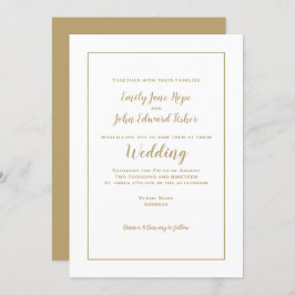 Einfache Elegante Gold Typografie und Frame Weddin Einladung