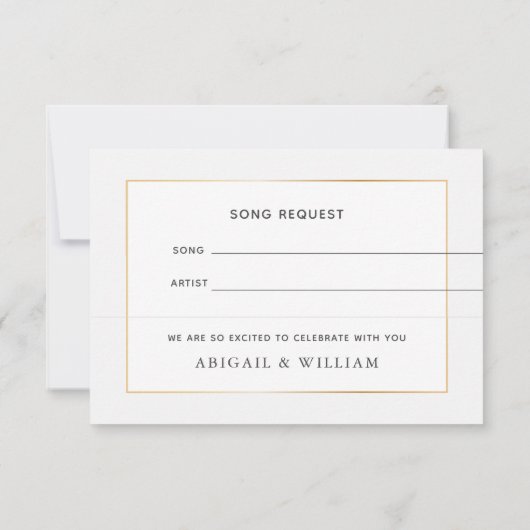 Einfache Elegante Gold UAWG & Song Request Card Save The Date (Rückseite)