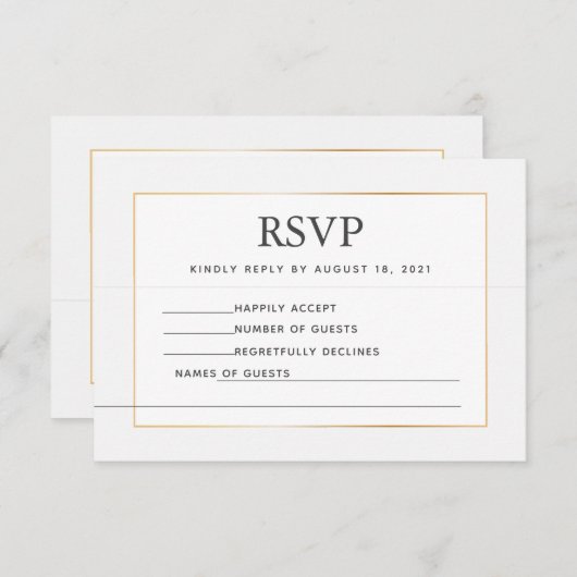 Einfache Elegante Gold UAWG & Song Request Card Save The Date (Vorne/Hinten)