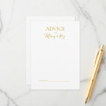 Einfache elegante Gold Wedding Advice Card Hinweiskarte<br><div class="desc">Diese schlichte,  elegante Gold Hochzeitsratenkarte ist perfekt für Ihre moderne minimalistische Weiß- und Goldhochzeit. Das Design besticht durch minimalen zeitgenössischen Gold-Schriftart,  begleitet von formaler Kalligraphie. Behalt es so,  wie es ist,  oder wählen Sie es mit Ihren eigenen Kunstwerken oder Fotos zu personalisieren!</div>