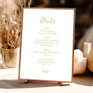 Einfache Elegante Gold Wedding Drinks Menü Signier Poster