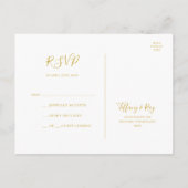 Einfache elegante Gold Wedding RSVP Postkarte (Rückseite)