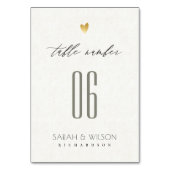 EINFACHE ELEGANTE GOLD-WEISSE TYPOGRAFISCHE TABELK TISCHNUMMER (Rückseite)