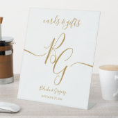 Einfache Elegante Golden Initial Wedding Cards Ges Sockelschild (In Situ)