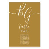 Einfache elegante Golden Initials Wedding Guest Na Tischnummer (Rückseite)