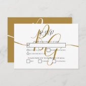 Einfache elegante Golden Initials Wedding RSVP Car (Vorne/Hinten)
