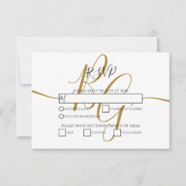 Einfache elegante Golden Initials Wedding RSVP Car