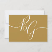 Einfache elegante Golden Initials Wedding RSVP Car Karte (Rückseite)