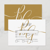 Einfache elegante Golden Initials Wedding RSVP Car Karte (Vorne/Hinten)