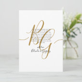 Einfache Elegante Goldene Initialen Hochzeit Dankeskarte (Stehend Vorderseite)