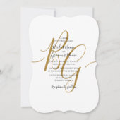 Einfache elegante Goldene Initialen Hochzeit Einla Einladung (Vorderseite)