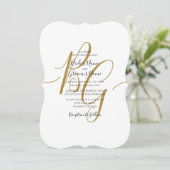 Einfache elegante Goldene Initialen Hochzeit Einla Einladung (Stehend Vorderseite)