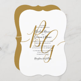 Einfache elegante Goldene Initialen Hochzeit Einla Einladung