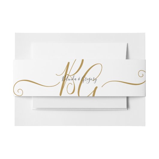 Einfache Elegante Goldene Initialen Hochzeit Einladungsbanderole (Vorderseite Beispiel)