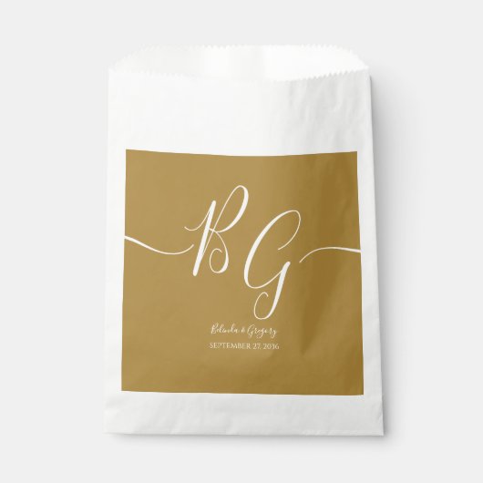 Einfache Elegante Goldene Initialen Hochzeit Geschenktütchen (Vorderseite)
