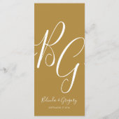 Einfache Elegante Goldene Initialen Hochzeit Menükarte (Rückseite)