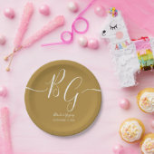 Einfache Elegante Goldene Initialen Hochzeit Pappteller (Party)