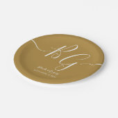 Einfache Elegante Goldene Initialen Hochzeit Pappteller (Schrägansicht)