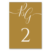 Einfache Elegante Goldene Initialen Hochzeit Tischnummer (Rückseite)