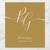 Einfache Elegante Goldene Initialen Hochzeit Weinetikett (Einzelnes Label)